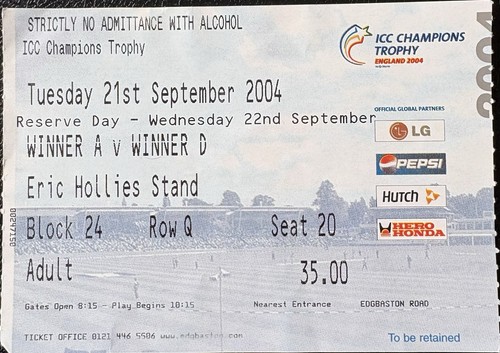 Ticket stub icc champions - stub,,