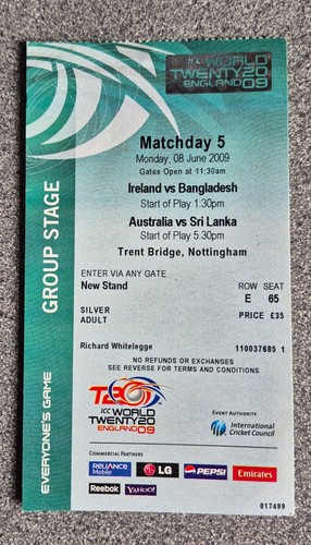 Icc world twenty20 2009 ticket - world,